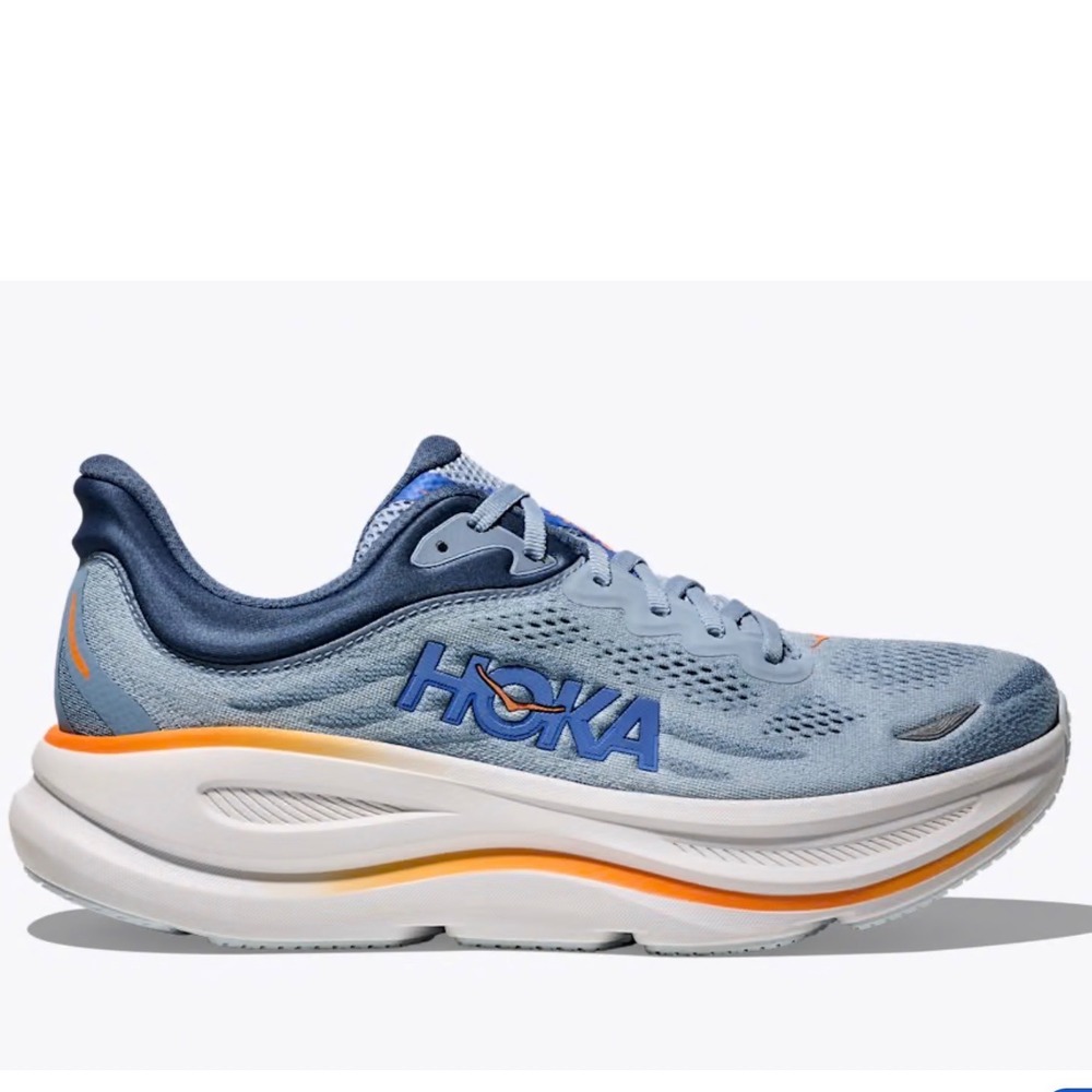 HOKA Bondi 9 Mens Road Running Shoes Harbor Mist Citrus 1162011 DNP Size 8D